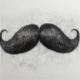 Monochrome Mustache Art - Detailed Line Work