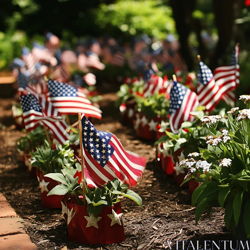 Stars and Stripes Garden Memorial AI Image