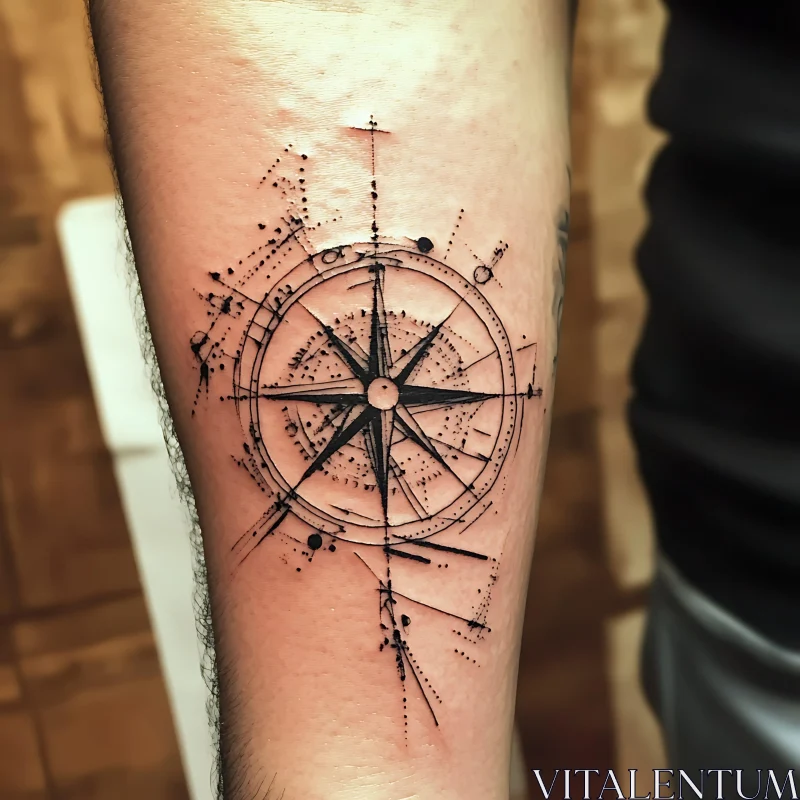 Detailed Geometric Compass Arm Tattoo AI Image