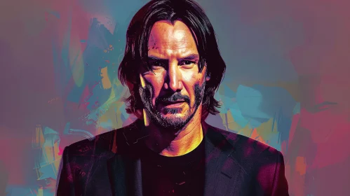 Colourful Keanu Reeves Digital Painting