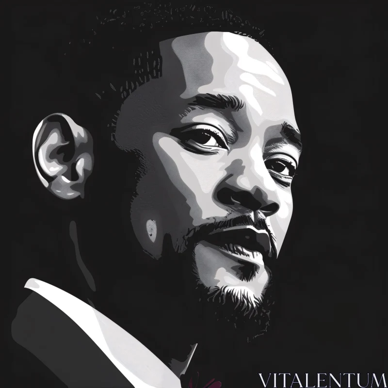 Artistic Black and White Portrait of Will Smith AI Image