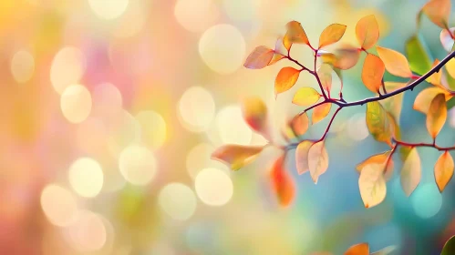 Ethereal Autumn Leaves on Branch with Bokeh