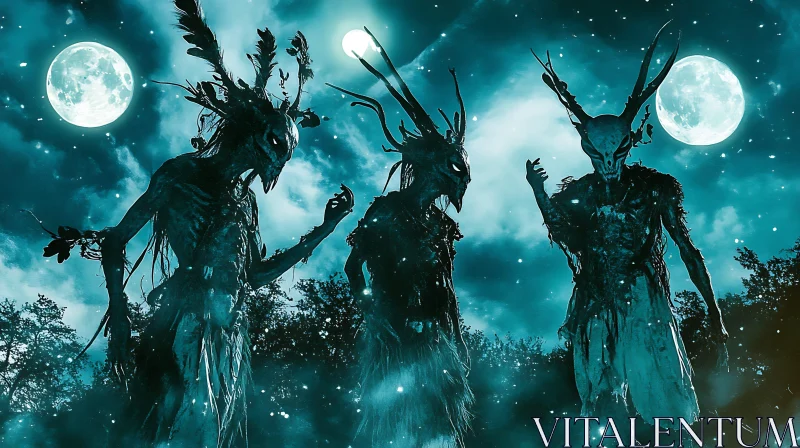 Night Watchers of the Woods AI Image