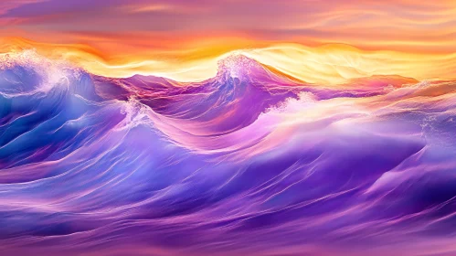 Colorful Waves with Sunset Light