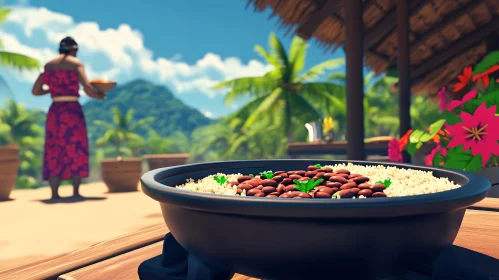 Exotic Tropical Cuisine at a Scenic Island