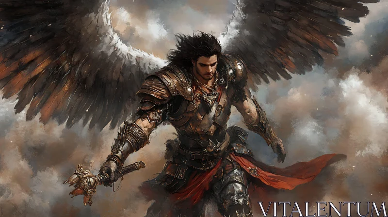 AI ART Winged Warrior Angel Ready for Battle