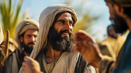 Smiling Man with Head Covering