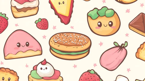 Charming Kawaii Food Characters in Delightful Illustrations