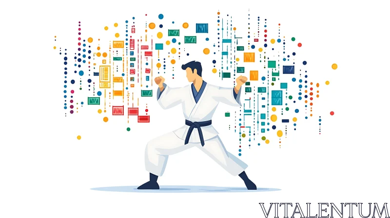 Colorful Karate Illustration AI Image