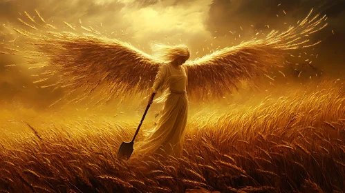 Golden Angel in Field of Dreams