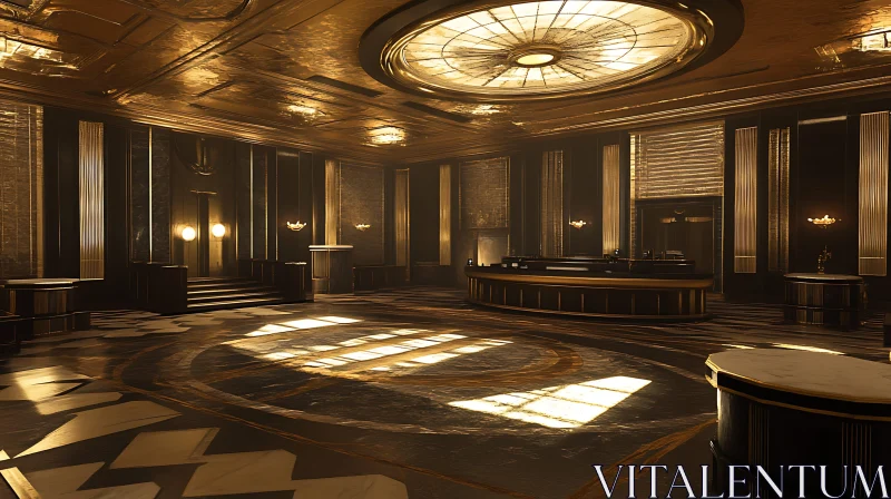 Luxurious Golden Hall with Ornate Design AI Image