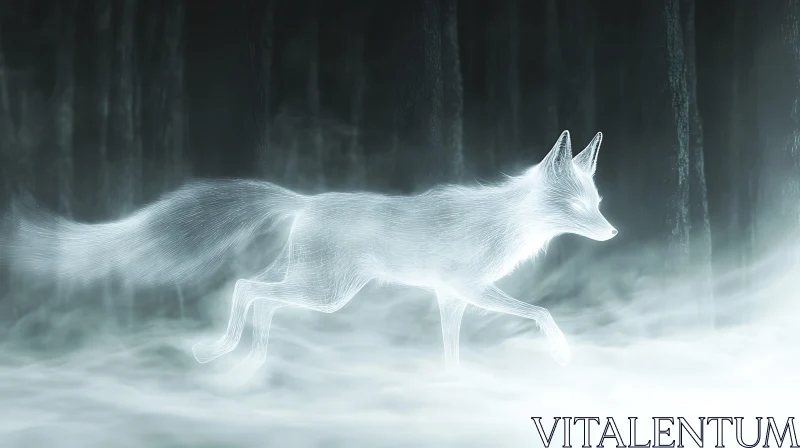 Ghostly Fox Forest Walk AI Image