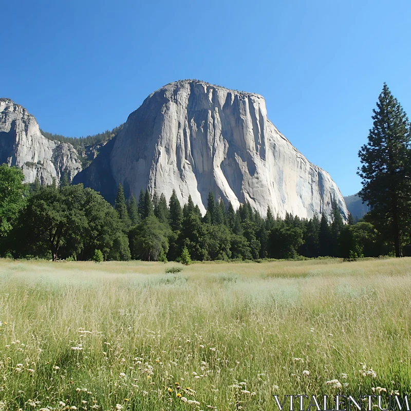 AI ART Scenic Mountain View with Meadow