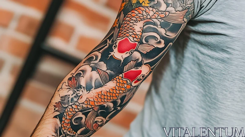 Intricate Japanese Koi Fish Tattoo on Arm AI Image