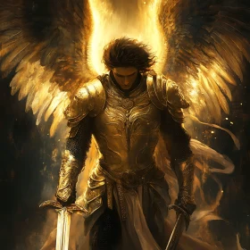 Angel in Golden Armor Illustration