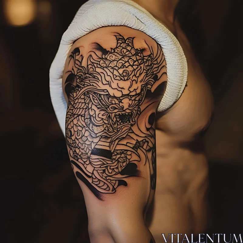 Detailed Dragon Arm Tattoo AI Image