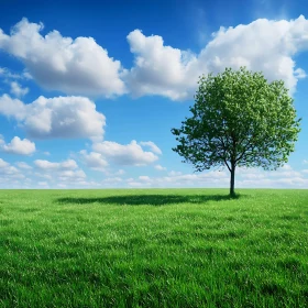 Solitary Tree Under Blue Sky