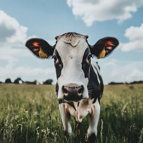 Black and White Cow in Meadow