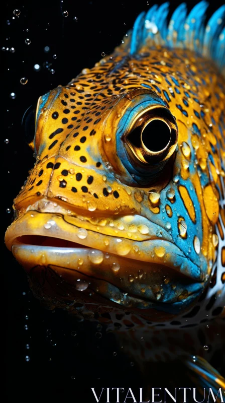 Blue and Yellow Fish Portrait: A Close-Up Underwater Marvel AI Image