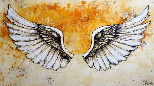 Angelic Wings Art on Textured Background