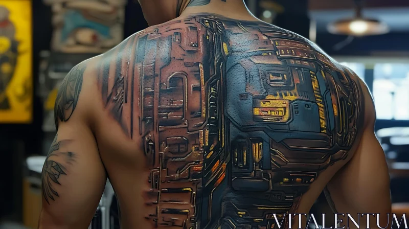 AI ART Futuristic Tech Tattoo Design