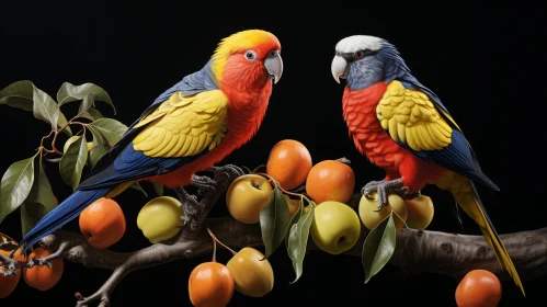 Colorful Parrots in Still Life Composition - Angura Kei Aesthetics