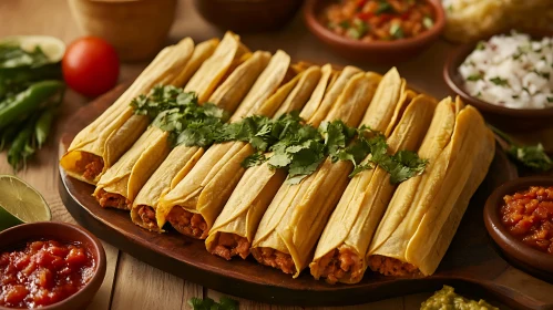 Mexican Tamales Garnished with Cilantro