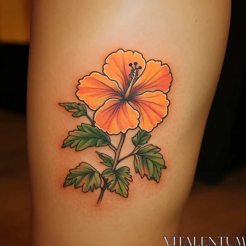 Botanical Hibiscus Tattoo Art AI Image