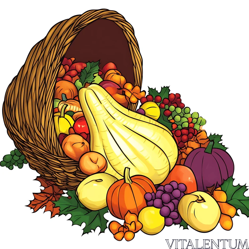 AI ART Overflowing Cornucopia: A Seasonal Harvest Display