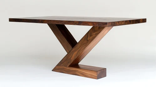 Modern Wood Table with Intersecting Base