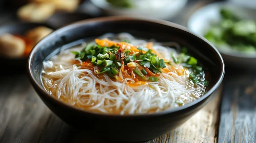 Steaming Bowl of Spicy Noodle Soup