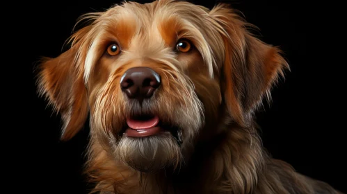 Playful Brown Dog Portrait on Black Background