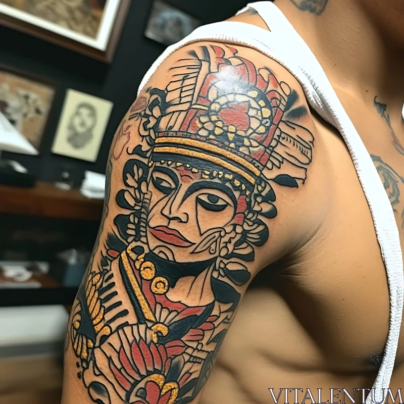 Intricate Traditional Tattoo on Arm AI Image