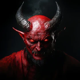 Crimson Demon with Horns