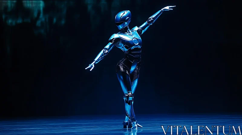 Futuristic Ballet with a Blue Cyborg AI Image