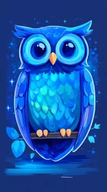 Charming Blue Cartoon Owl Art