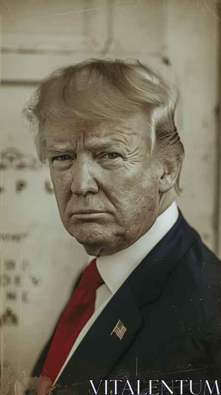 Close-Up of Donald Trump in a Suit and Tie AI Image