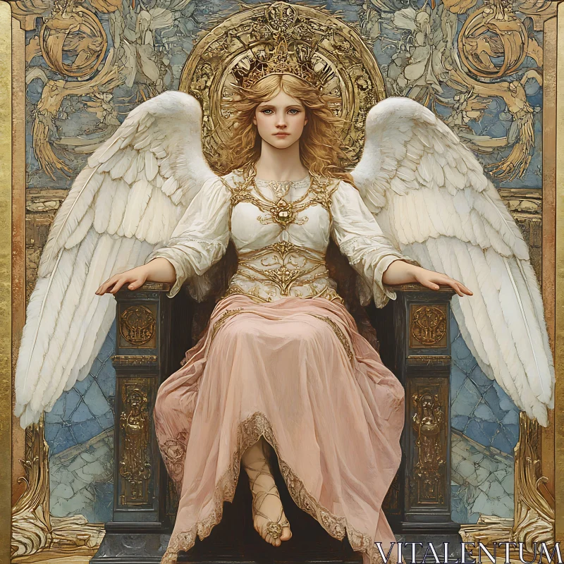 Regal Angel on Throne AI Image