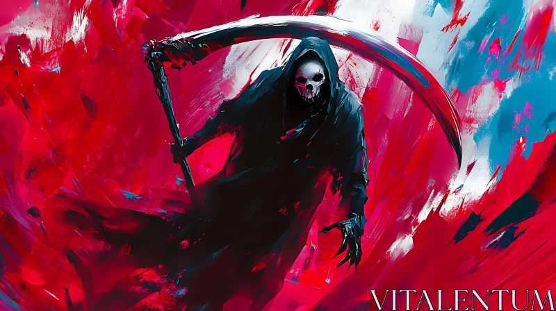 Red and Black Reaper Painting AI Image