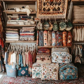 Eclectic Textile Display with Bohemian Flair