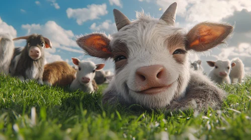 Smiling Calf in Meadow