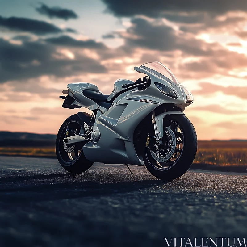 Sportbike on the Road at Dusk AI Image