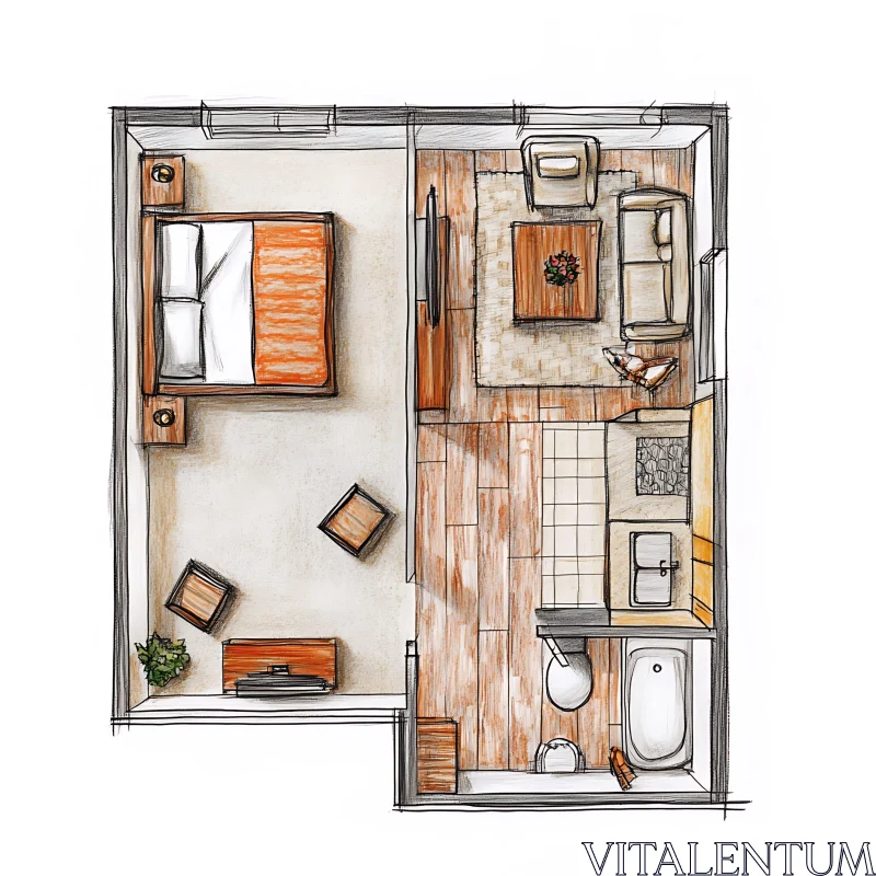 AI ART Detailed Interior Design Layout Drawing