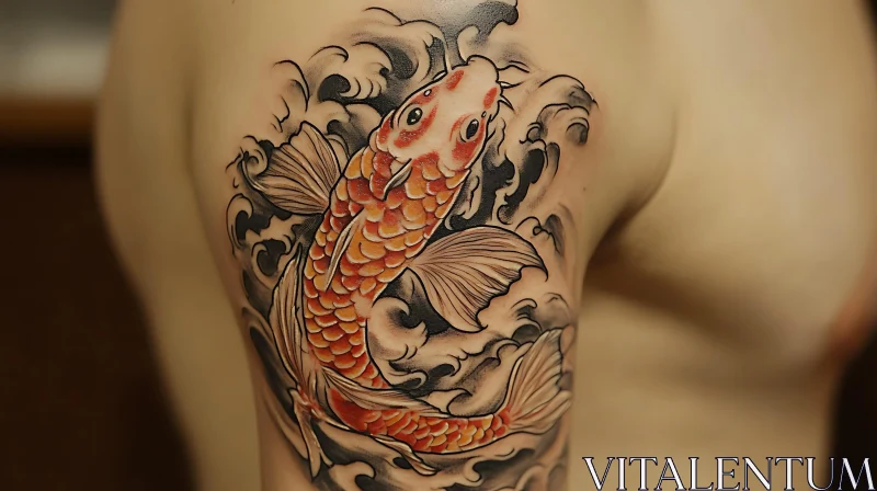 Detailed Koi Fish Body Art Tattoo AI Image