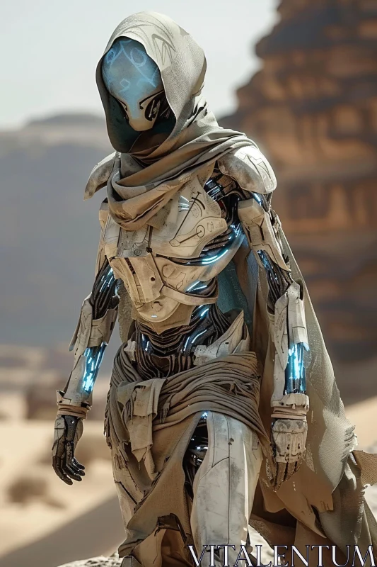 Desert Robot in Sandstorm AI Image