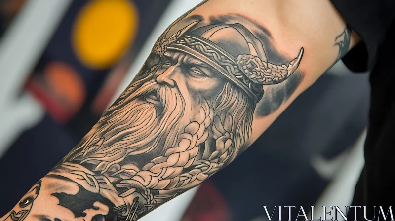 Epic Viking Arm Tattoo Design AI Image