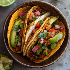 Tasty Mexican Tacos with Avocado and Cilantro