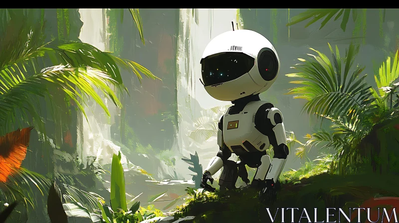 AI ART Lost Robot in Greenery