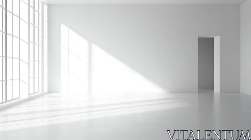 AI ART Minimalist White Room with Window Shadows