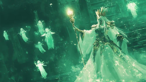 Queen of Spirits in Emerald Hues